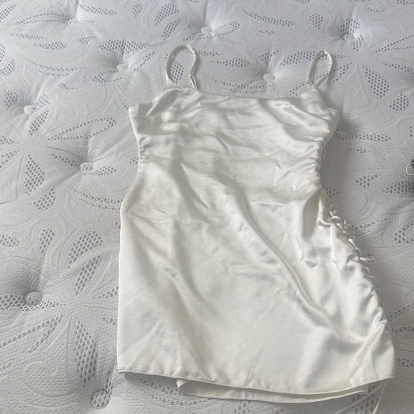 Oh Polly Cream Satin mini dress - Picture 1 of 4